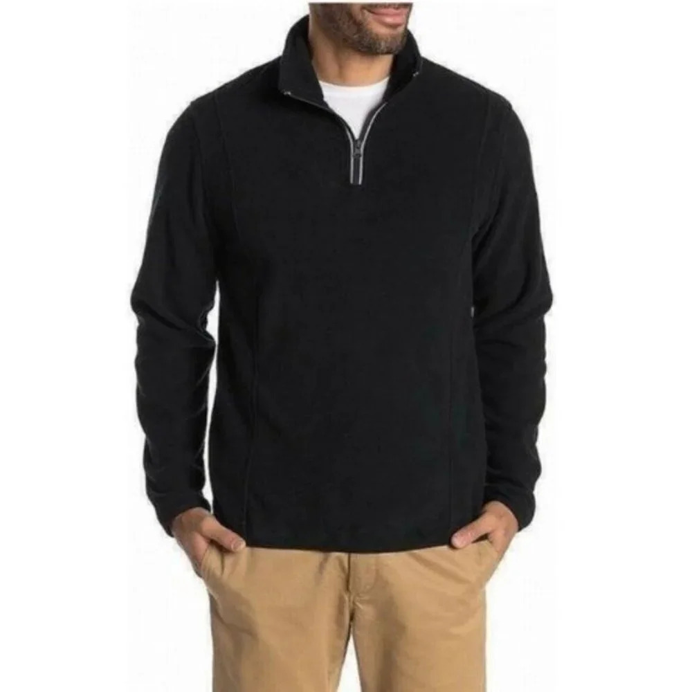 Vintage 1946 Partial Zip‎ Fleece Knit Sweater in Pirate Black Size L NWT